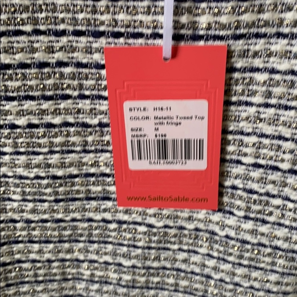 NWT Sail fo sable tweed metallic top - Picture 2 of 4